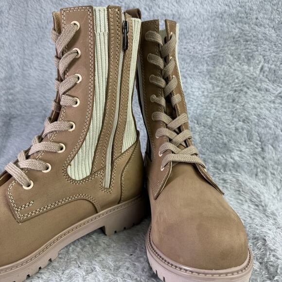 Bueno Stella Combat Boots Tan Suede Lace Up Booties Women's Size 10 - Picture 5 of 10